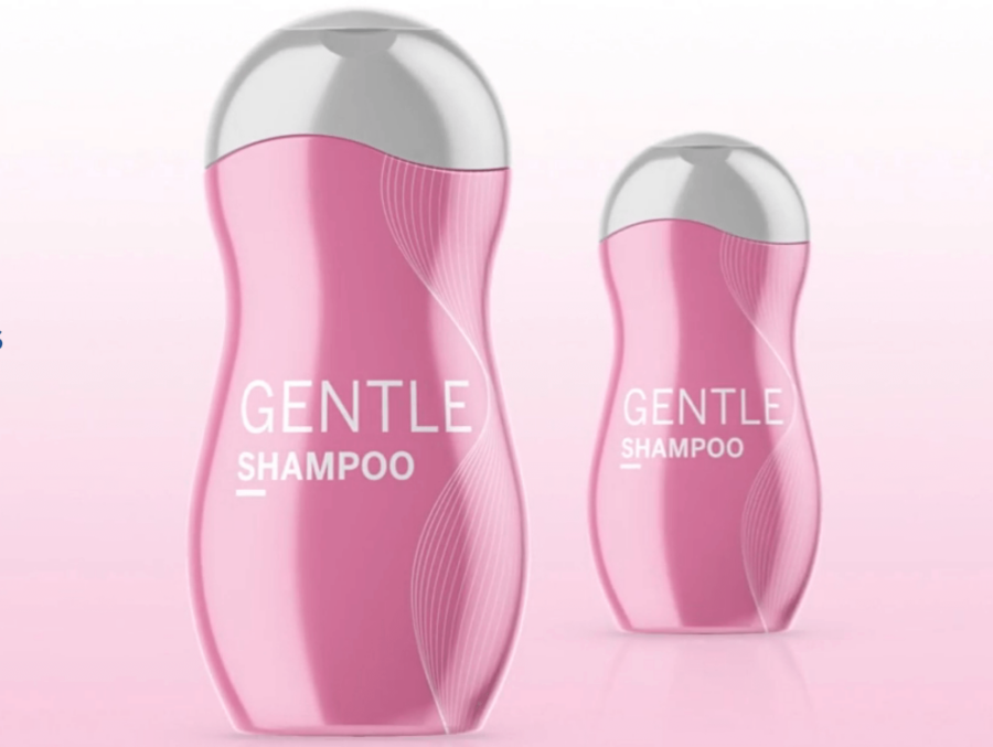 Plastic container of gentle shampoo.